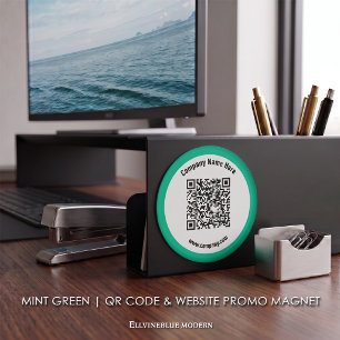 Aimant Code QR personnalisé vert menthe et promotion de s