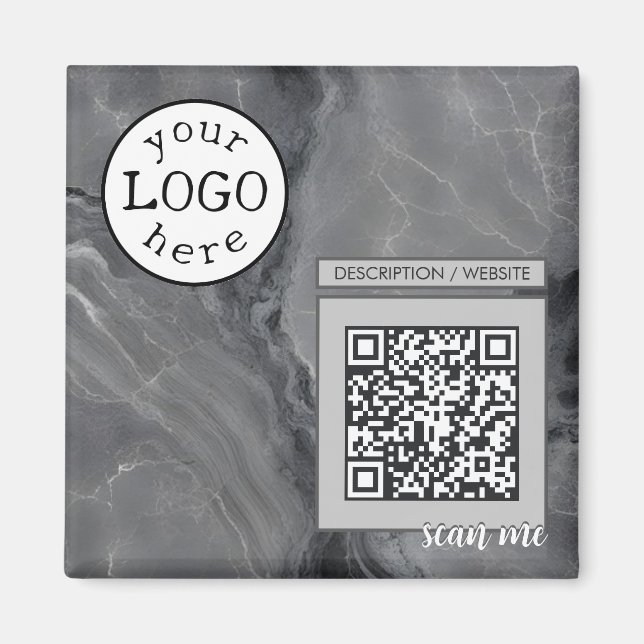 Aimant Code QR pour les affaires / Événement Elégant Gris (Devant)