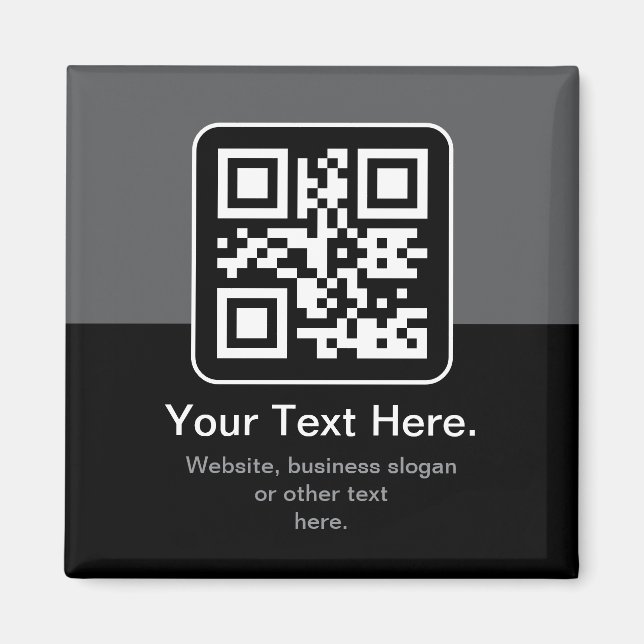 Aimant Code QR scannable moderne | Noir Gris & Blanc (Devant)