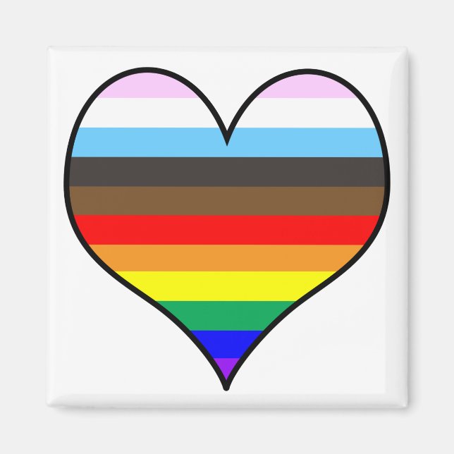 Aimant Coeur arc-en-ciel (Devant)