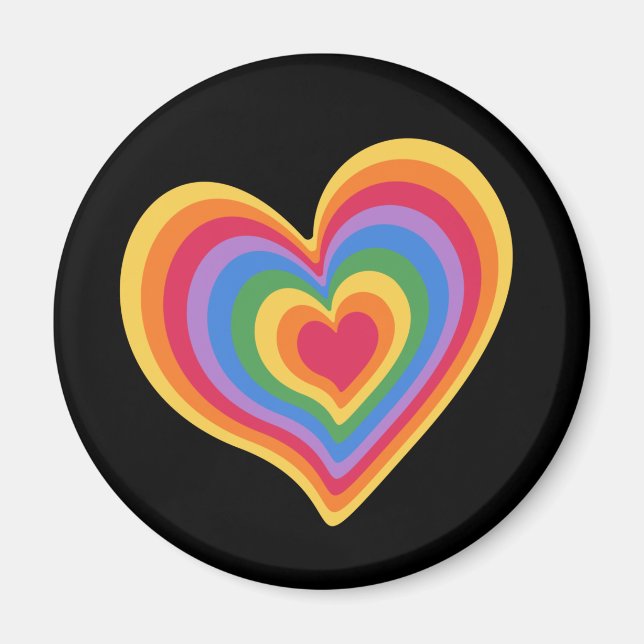 Aimant Coeur arc en ciel. Fierté amour gay (Devant)