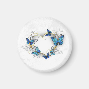 Aimant Coeur bijoux avec papillons Morpho