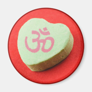 Aimant Coeur de bonbons vert avec symbole Om
