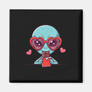 Aimant Cœur de chocolat d'alien drôle Saint-Valentin Alie