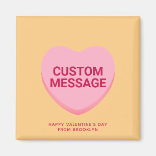Aimant Coeur de conversation de message personnalisé rose