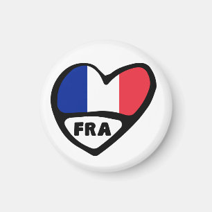 Aimant Coeur de drapeau de code du pays de la France, FRA