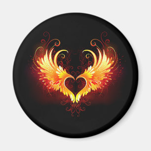 Aimant Coeur de feu ange avec ailes