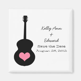 Aimant Coeur de guitare noir/rose Enregistrer l'aimant de