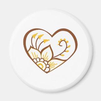Aimant Coeur de henné jaune