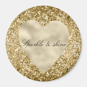 Aimant Coeur de la Parties scintillant d'or personnalisée