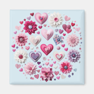 Aimant Coeur de la Saint Valentin florale