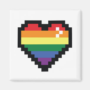 Aimant Coeur de pixel arc-en-ciel