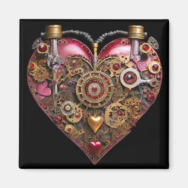 Aimant Cœur de Streampunk Rubis Saint-Valentin (Devant)
