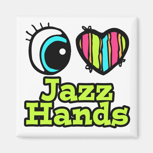 Aimant Coeur des yeux lumineux J'aime les mains du jazz (Devant)