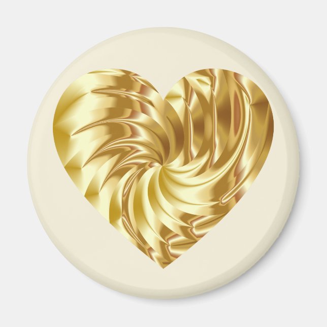 Aimant Coeur d'or (forme d'or de l'amour) (Devant)