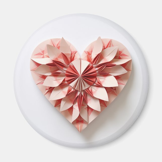 Aimant Coeur d'origami rose bicolore (Devant)