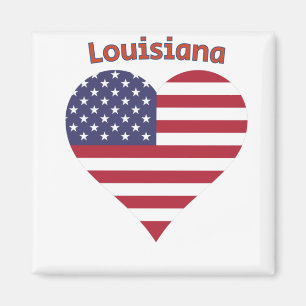 Aimant Coeur du drapeau américain de la Louisiane