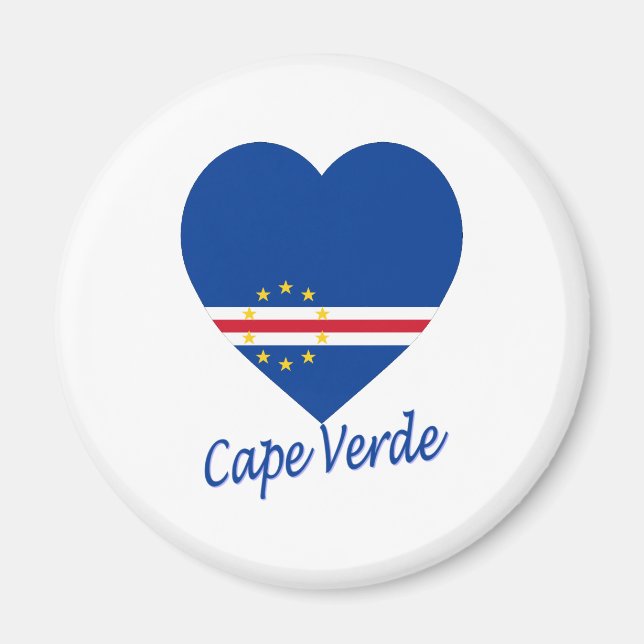 Aimant Coeur du drapeau du Cap-Vert (Devant)