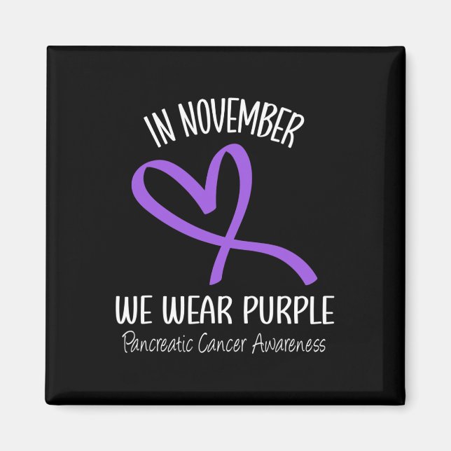 Aimant Coeur En Novembre Nous Portons Le Cancer Pancréati (Devant)