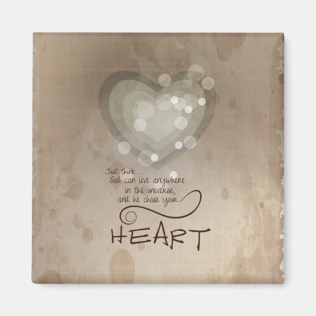 Aimant Coeur Encouragement Religieux, Grunge (Devant)