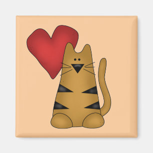 Aimant Coeur et T-shirts et cadeaux rayés de chat