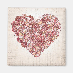 Aimant Coeur fait de fleurs tirées par la main