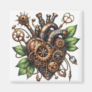 Aimant Coeur feutré Steampunk