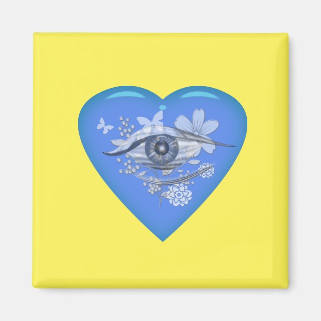 Aimant Coeur floral mystique de l'oeil (Devant)