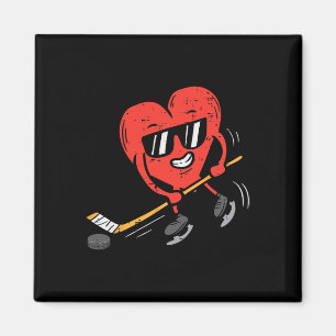 Aimant Cœur jouant au hockey sur glace Saint-Valentin Amo