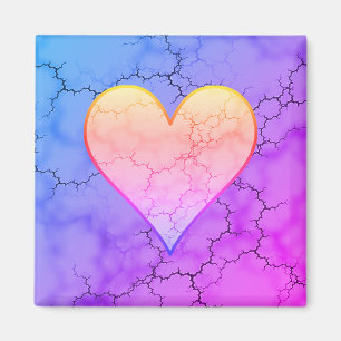 Aimant Coeur marbré arc-en-ciel