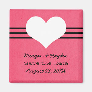 Aimant Coeur moderne Économisez la date Magnet, rose