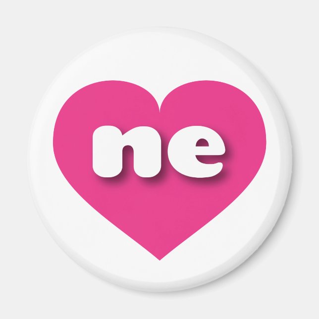 Aimant Coeur rose chaud Nebraska - I love ne (Devant)
