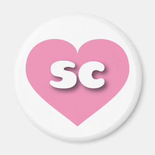 Aimant Coeur rose de Caroline du Sud - J'aime sc