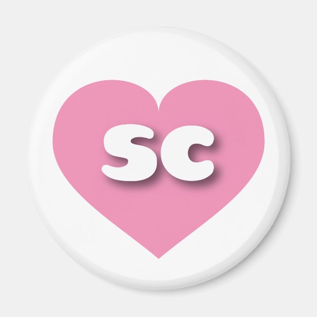 Aimant Coeur rose de Caroline du Sud - J'aime sc (Devant)