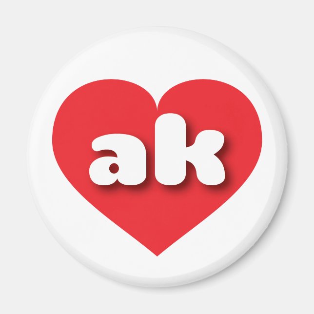Aimant Coeur rouge de l'Alaska - J'aime ak (Devant)