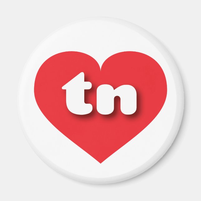 Aimant Coeur rouge du Tennessee - J'aime le tn (Devant)
