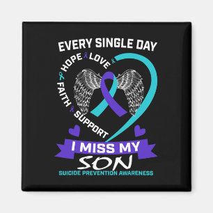 Aimant Coeur Turquoise pourpre Je Manque Mon Fils Suicide