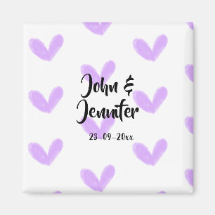 Aimant coeur violet aquarelle valentine couple nom da