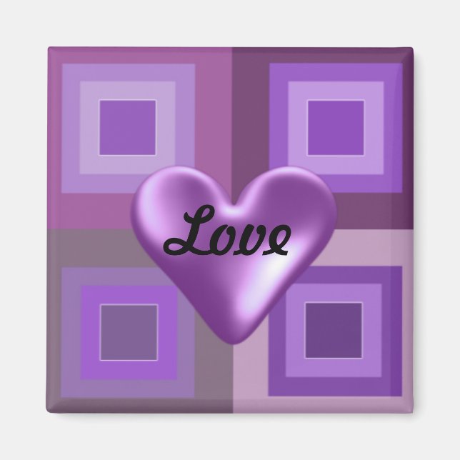 Aimant Cœur Violet Gonflé (Devant)