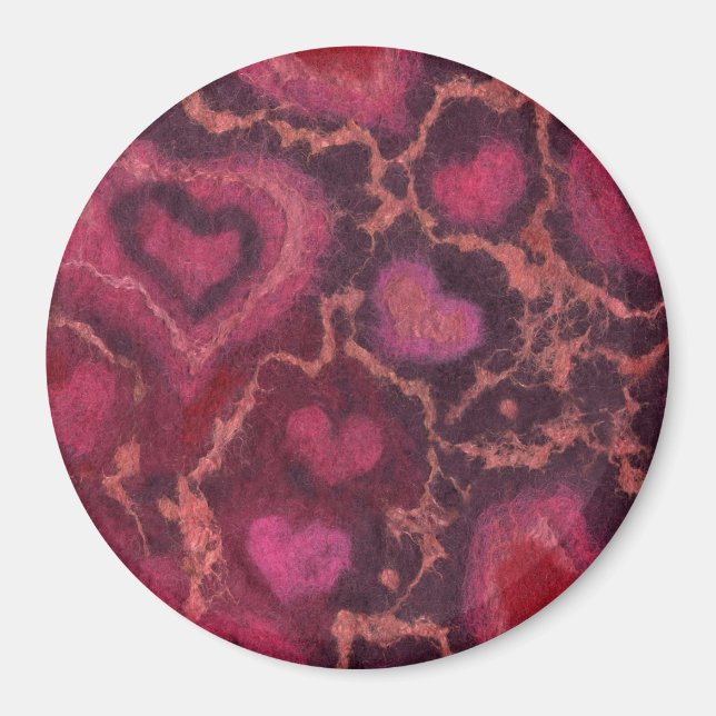 Aimant Coeurs, amour romantique rose rouge valentines cad (Devant)