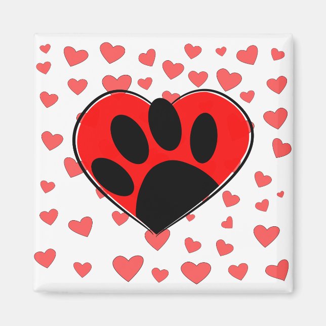 Aimant Coeurs Amoureux de les chiens partout (Devant)