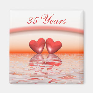 Aimant Coeurs coralliens du 35e anniversaire