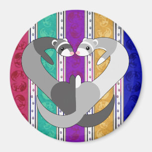 Aimant Coeurs d'aimant d'arc-en-ciel de furet