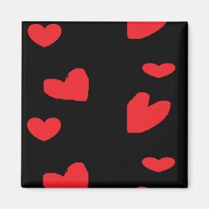 Aimant Coeurs d'amour rouges sur noir