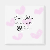 Coeurs d'aquarelle rose QR Sweet sixteen anniversa