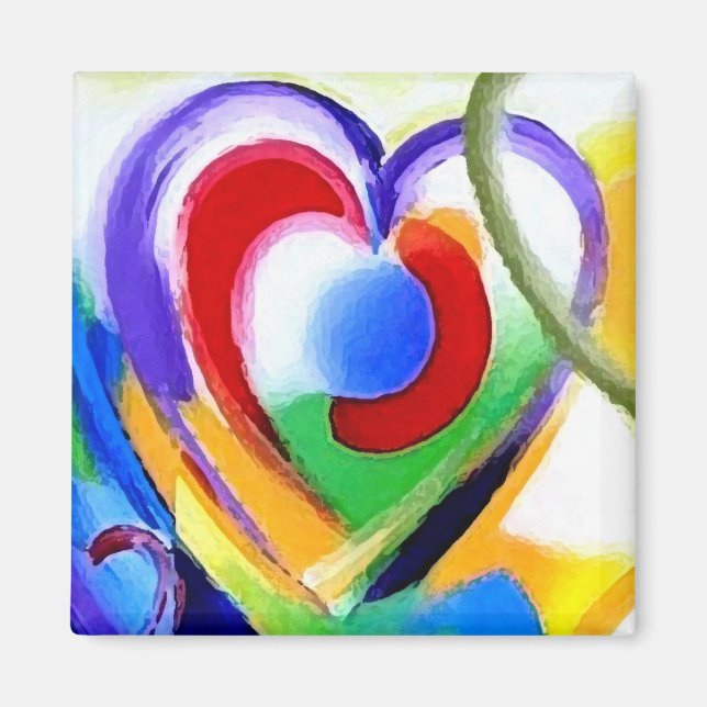 Aimant Coeurs de couleur numérique (Devant)
