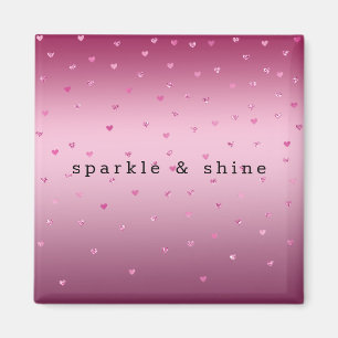 Aimant Coeurs de Parties scintillant en verre rose
