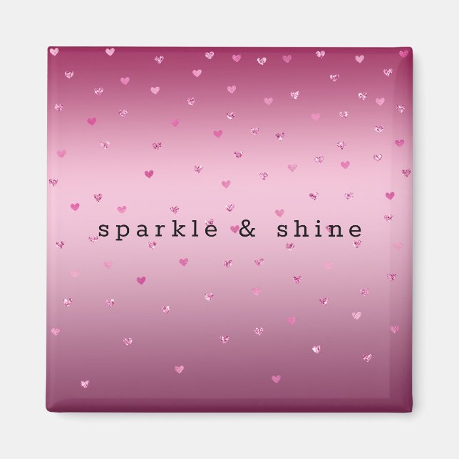 Aimant Coeurs de Parties scintillant en verre rose (Devant)