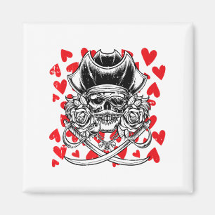 Aimant Cœurs de pirate de crâne Saint-Valentin Jolly Roge