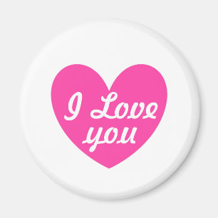 Aimant Coeurs de polka rose Fuchsia sur blanc